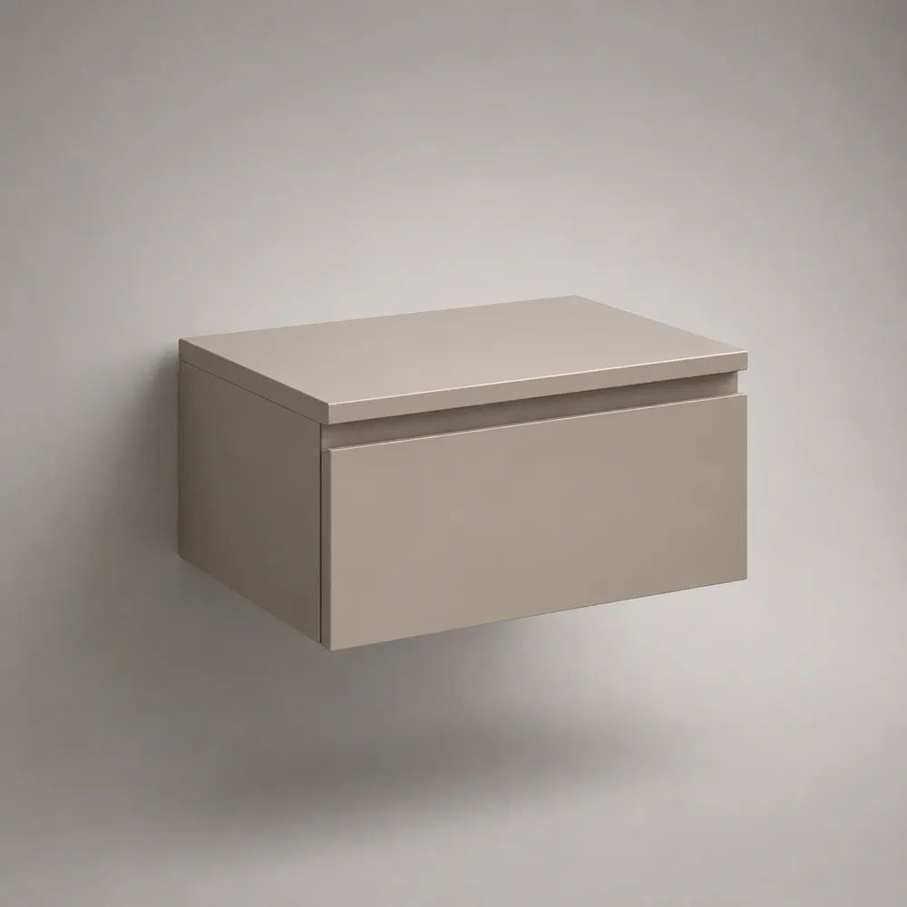Wand-Schminktisch aus MDF mit Schublade, rechteckig, Taupe, 60 × 40 × 30 cm