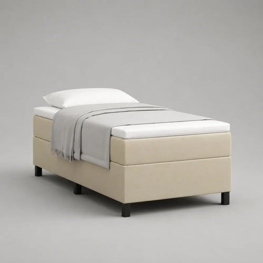2-teiliges Polsterbett aus Stoff mit Matratze, Liegefläche 90 × 200 cm, Beige/Weiß/Schwarz